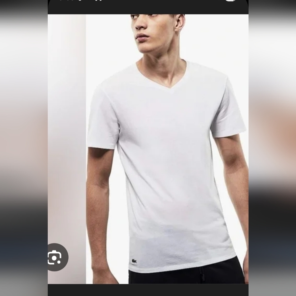 Lacoste Men's V-Neck White Undershirt